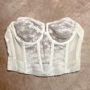 Vintage 80s Backless Young Smoothie Floral Lace Corset Bustier Top Lingerie